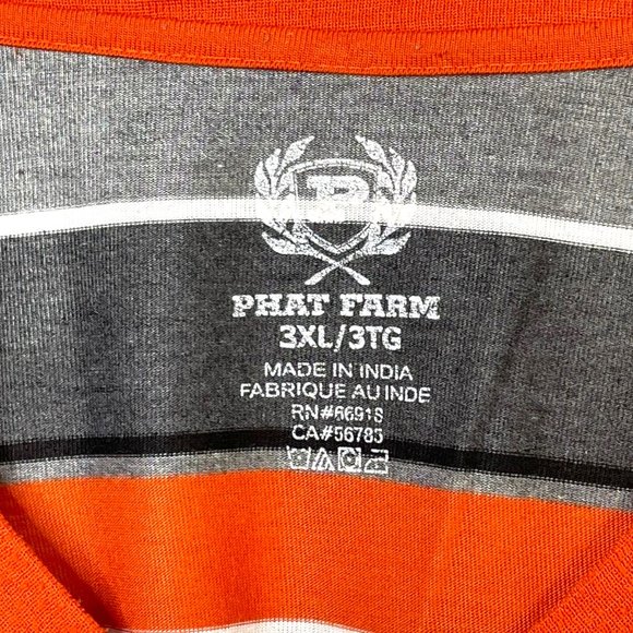 Vintage Phat Farm Men's 3XL Short Sleeve Orange Gray Stripe Polo Shirt 3X XXL - Picture 9 of 12